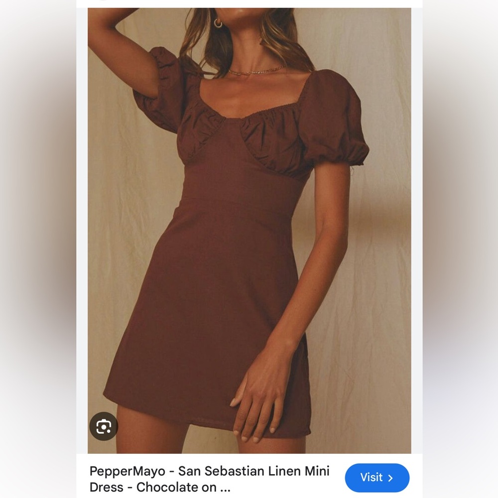 Peppermayo Chocolate Brown Linen Mini Dress